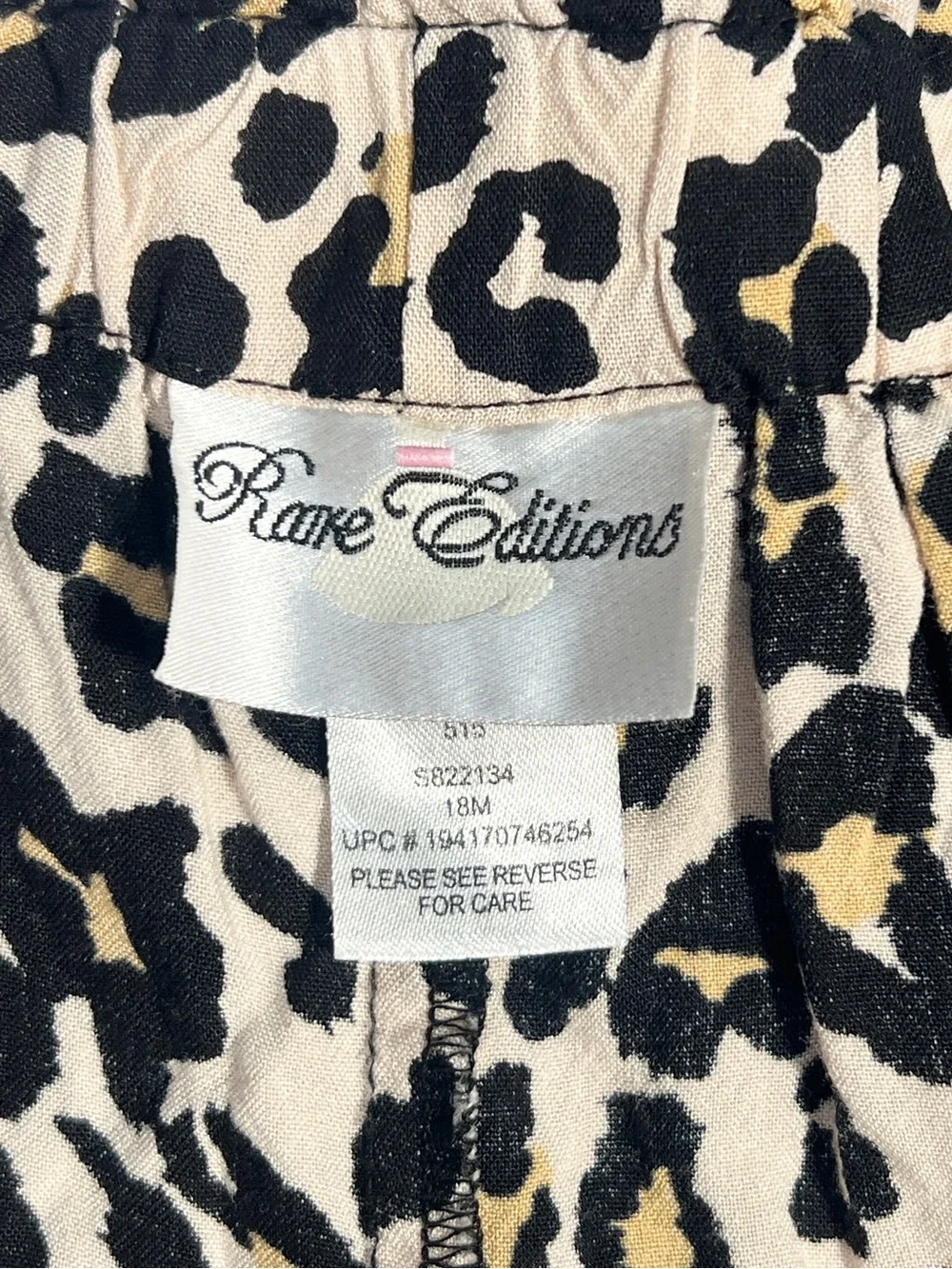 Rare Editions Baby Girls Black Ruffle Top & Leopard Shorts Set 18M